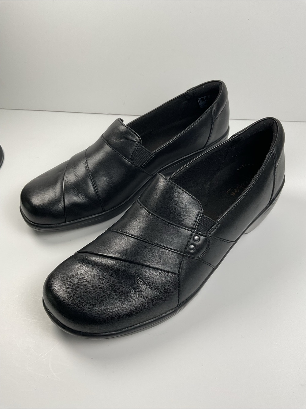 Clarks Black Leather Comfort Slip On Work Office Casual Shoes Women 9